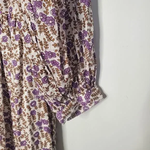 Daughters of India Binita Maxi Dress Purple Floral 100% Cotton Size Small NEW - Picture 9 of 14